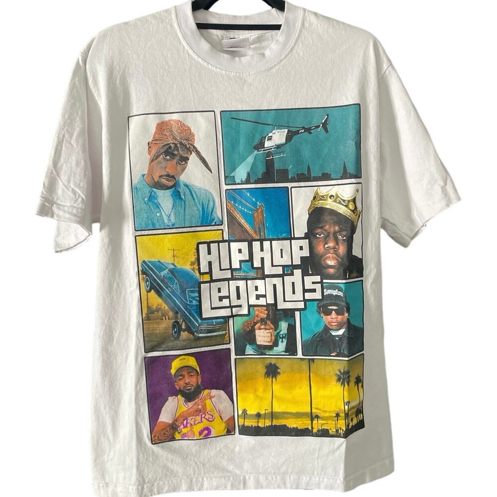 Hip Hop Legends Tupac, Biggie, Eazy E Grand Theft Auto Parody Shirt Adult Large